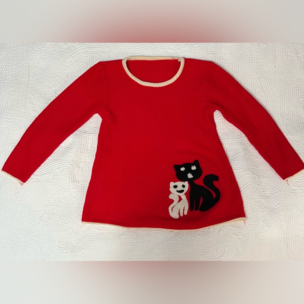 Vintage Knit Cat Sweater
